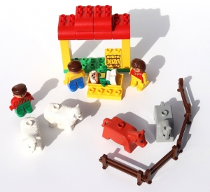 Lego-Duplo-Weihnachtskrippe--Maria-und-Joseph-Ochse-Esel-Hirte